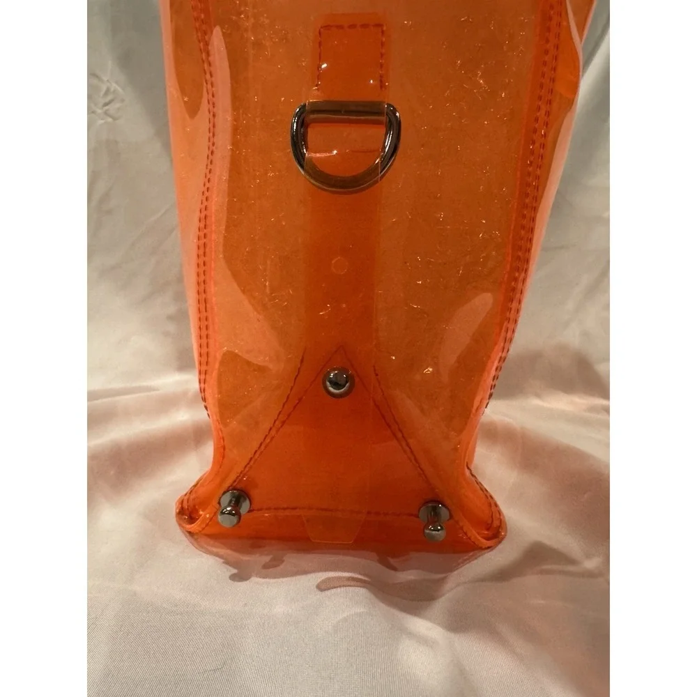 Alexander McQueen Neon Orange Clear PVC Large Tote Bag Silver Hardware - Picture 10 of 15